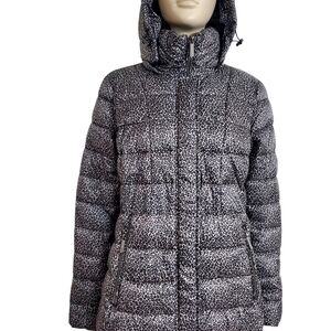 MK Michael Kors Womens Packable Down Jacket Leopard Puffer Sz M